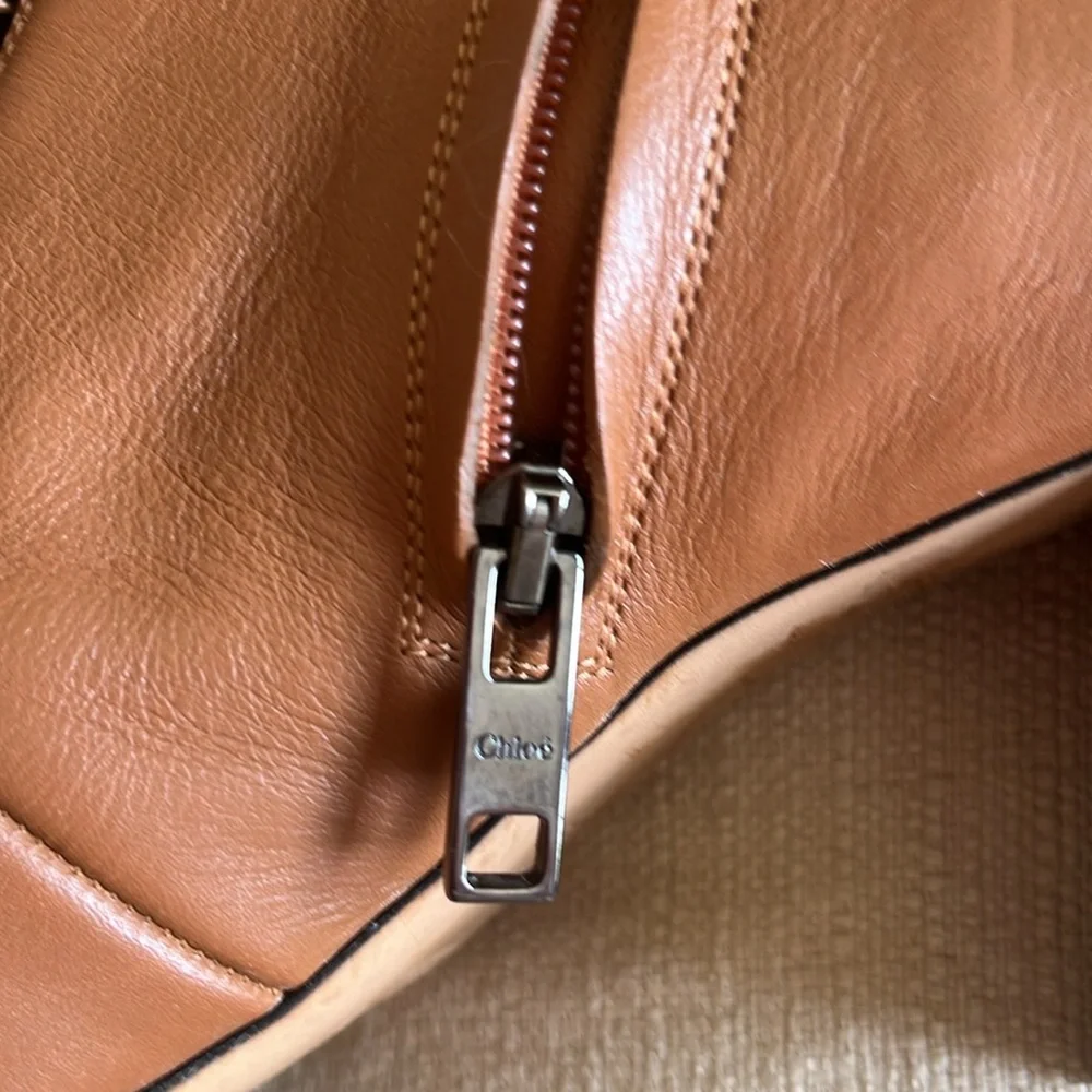 Chloe Brown Ankle Boots with Lace Detail - Picture 8 of 10